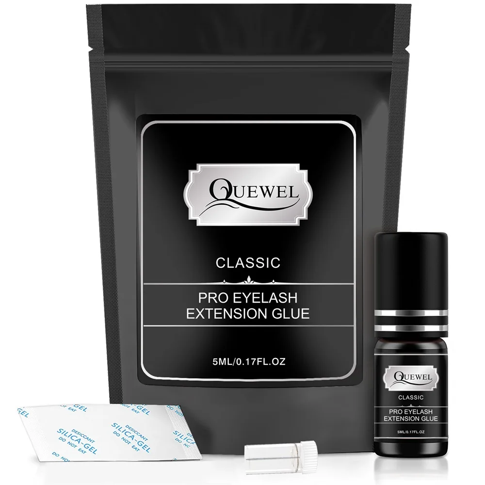 

QUEWEL Wholesale Eyelash Adhesive Glue Quick Drying Glue Eyelashes Package Box Samples Eye Lashes Private Label 5ml Eyelash Glue, Black