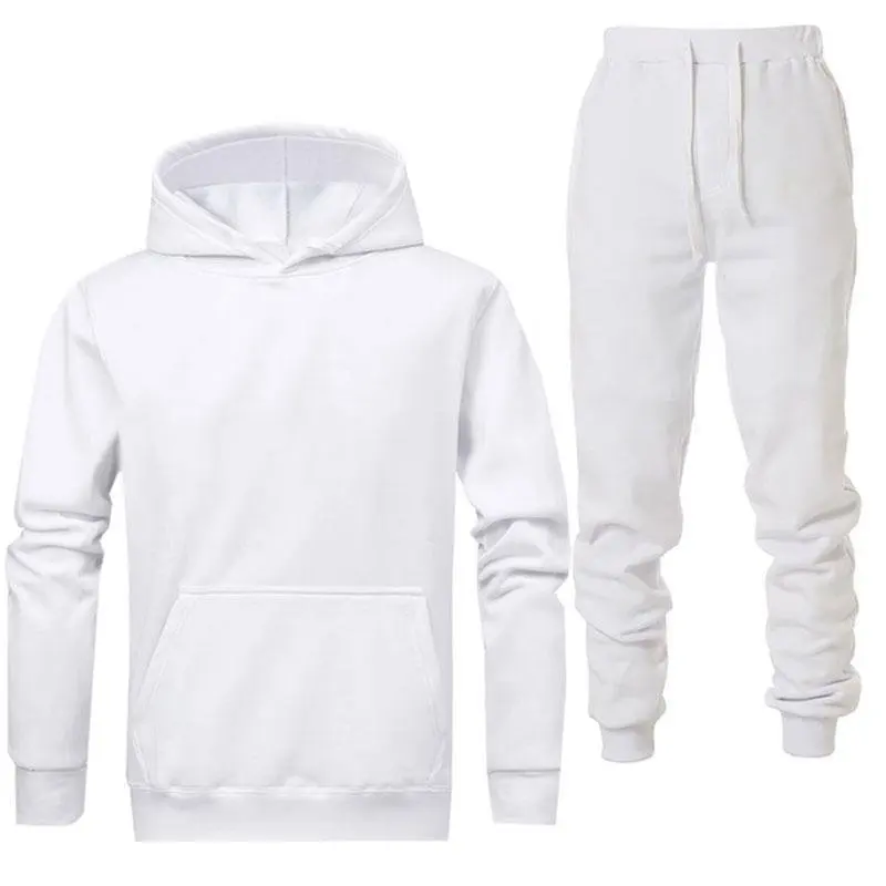 Solid Color Long Sleeve Hoodies Joggers Tracksuit Sweat Suit 2 Piece