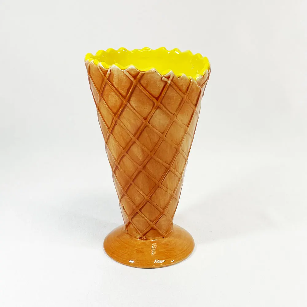 Ceramic Ice Cream Cone Shape Waffle Cone Dish Holder Bowl Buy Ice Cream Bowl Ceramic Fruit