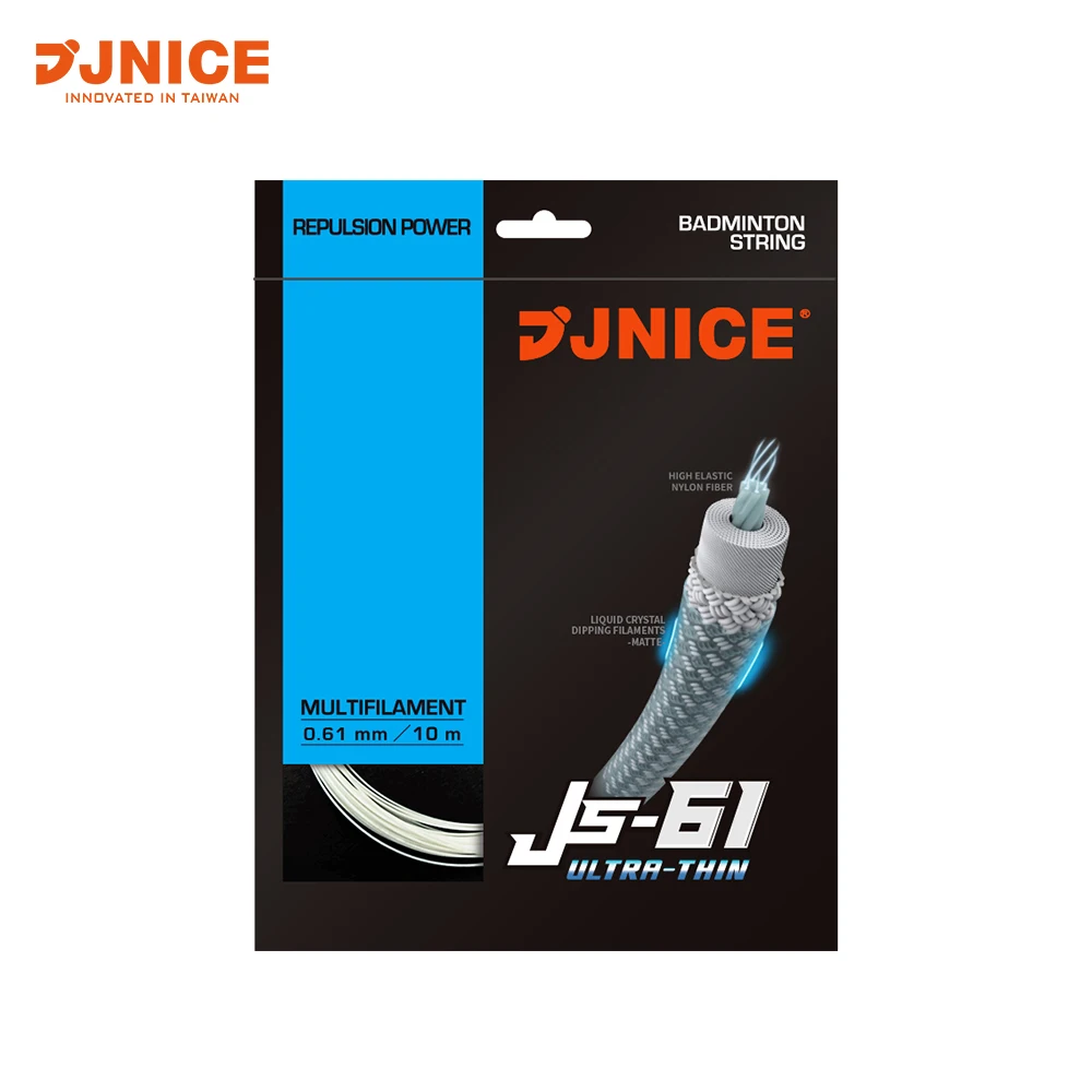 

JNICE JS-61 0.61mm Taiwan Made Extra Thin Badminton Racket String, White