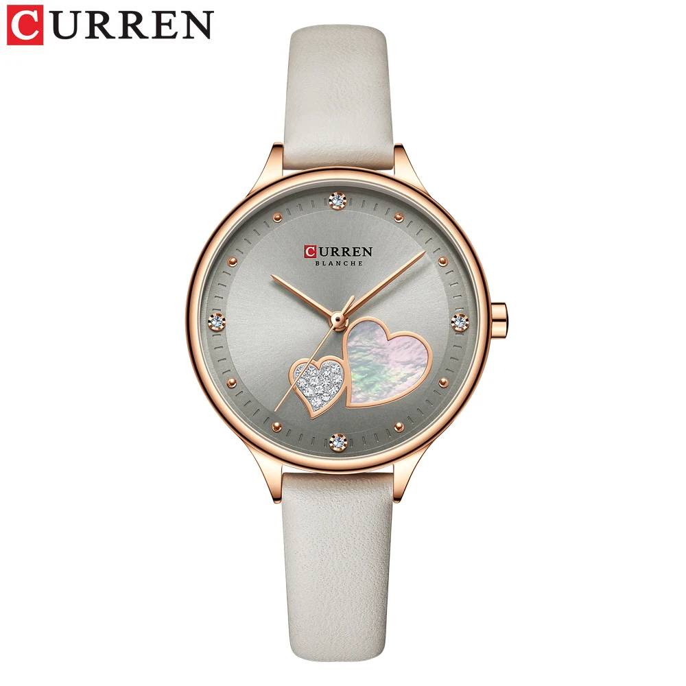 

CURREN 9077 Watches Women Fashion Leather Quartz Wristwatch Charming Rhinestone Female Clock with Rhinestone Elegant