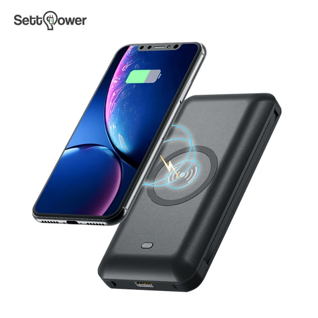 

The latest new power supply 10000mAh fast charging, wireless charging and 3 built-in cables settpower PB163, Black,white,blue,red,green