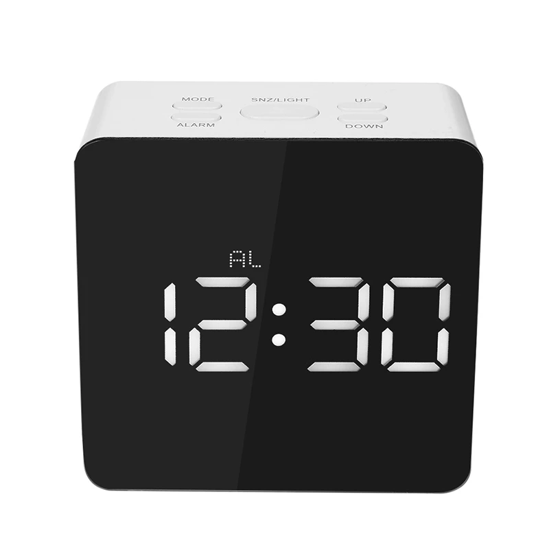 

Modern Luxury Snooze Alarm Clock LED Digital Desk Clock With Temperature, White