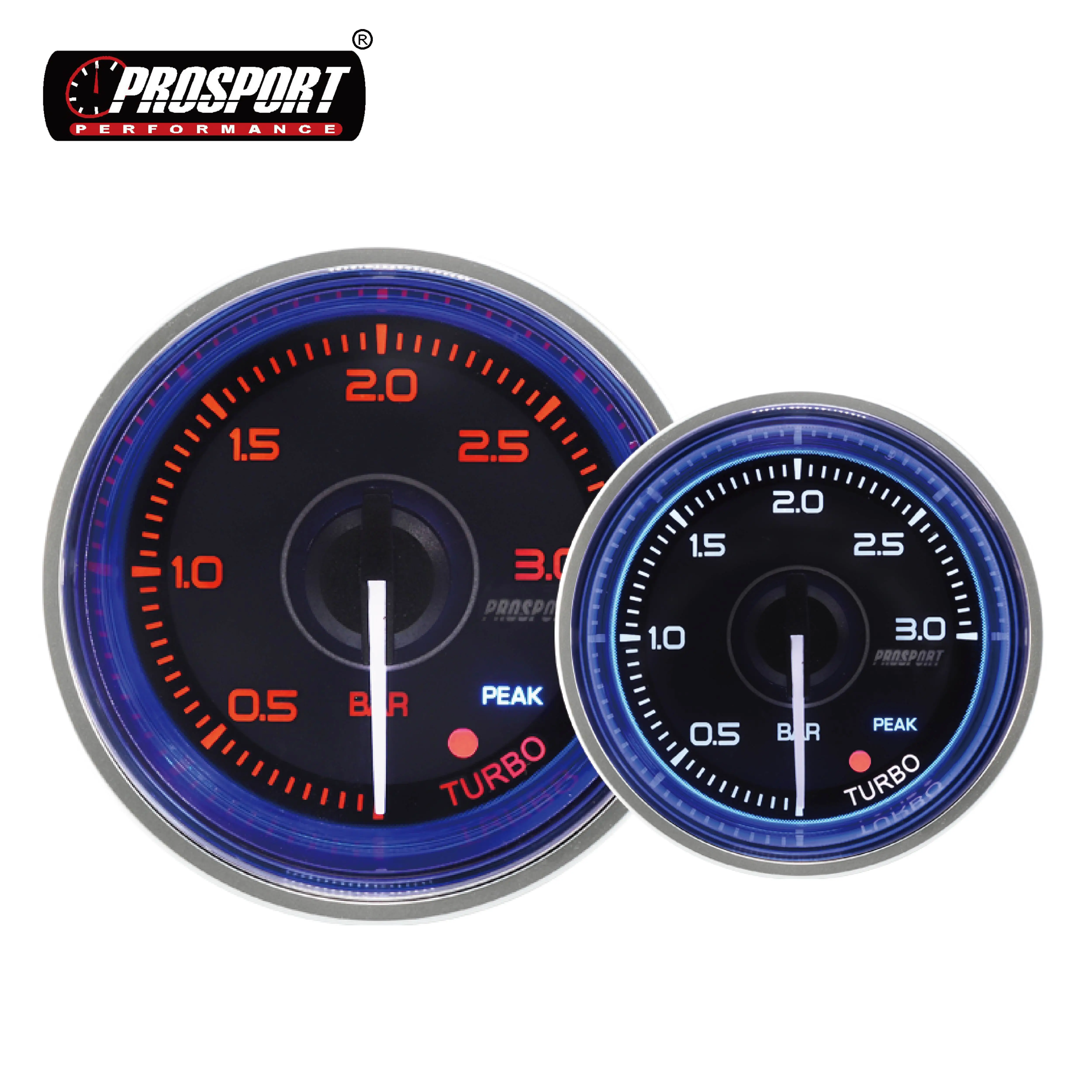 52mm 2-1/16'' New Technology Luxury digital boost gauge with 3 bar and 45 psi led display with warning peak for car