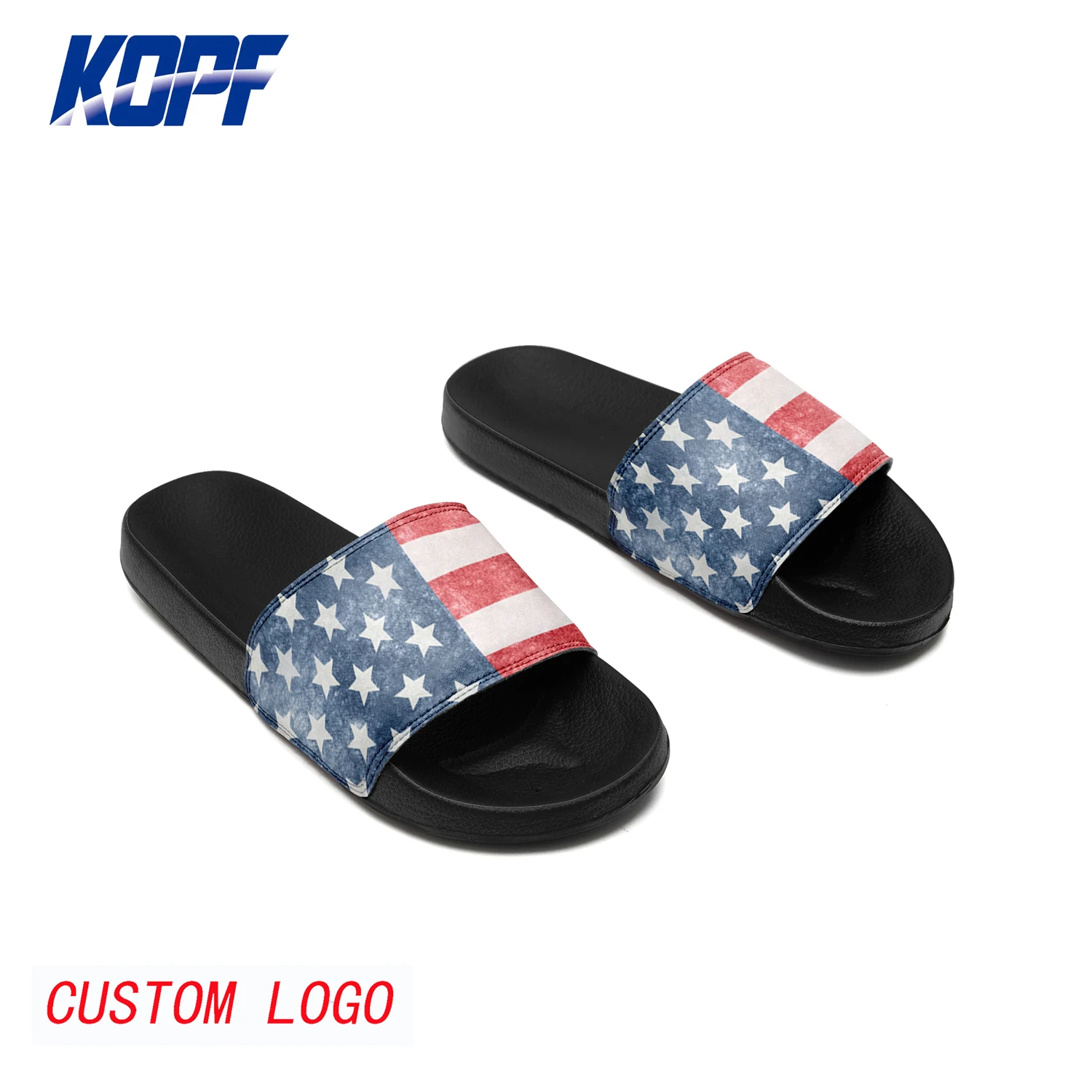 

Wholesale Soft with Logo Mens Women Sandals Custom Outdoor Beach American Flag Summer Slippers