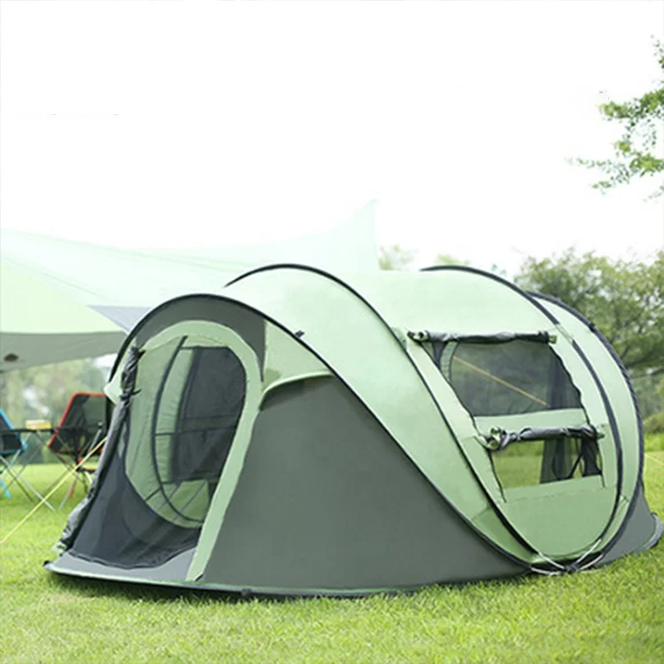 

Custom Camping Gear Outdoor Portable Waterproof Foldable Automatic Instant Large Pop Up Tent 2 Person with Canopy