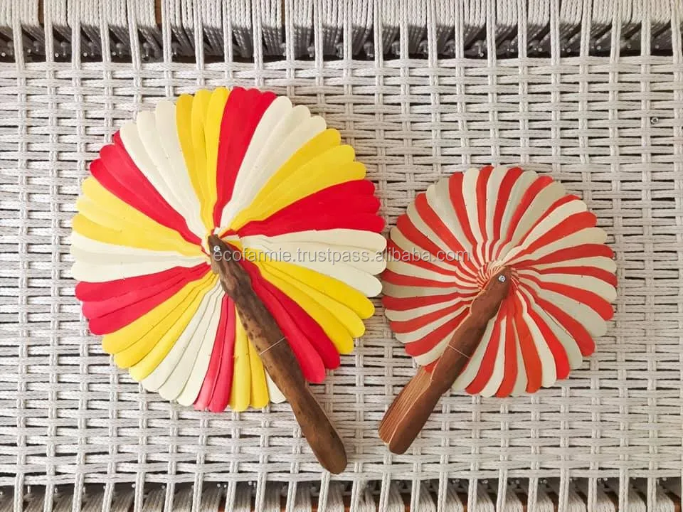 Round Bamboo Handheld Fans Sticks Handmade High Quality Bamboo Crafts