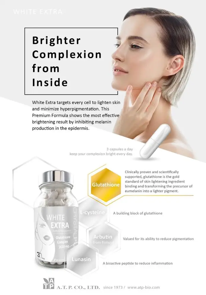 
skin whitening capsules brighten lightening beauty L-cysteine Arbutin Lunasin OEM Glutathion For Skin Whitening 