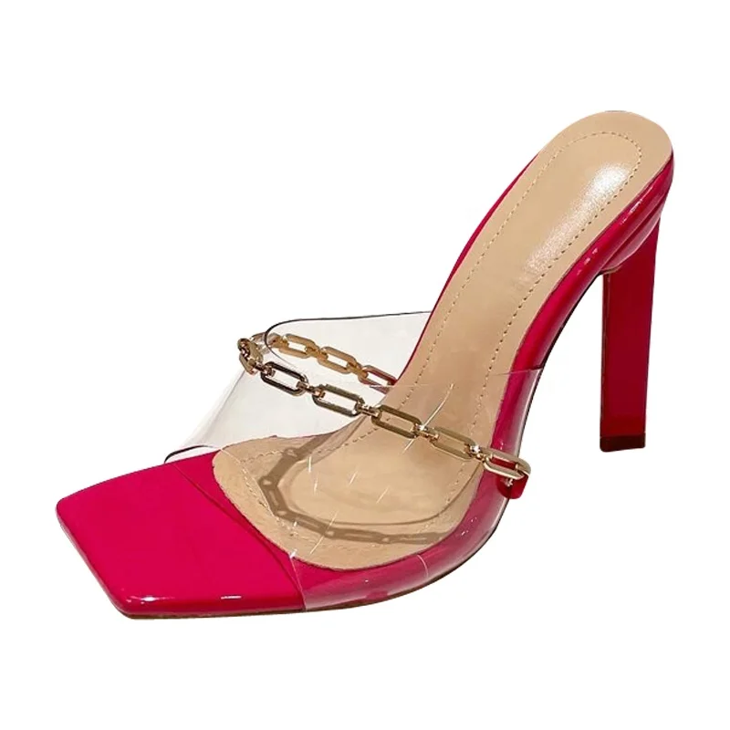 

363-3 DEleventh brand 2022 fashionable design ladies heel shoes popular transparent sandals lady fashion Mule slippers