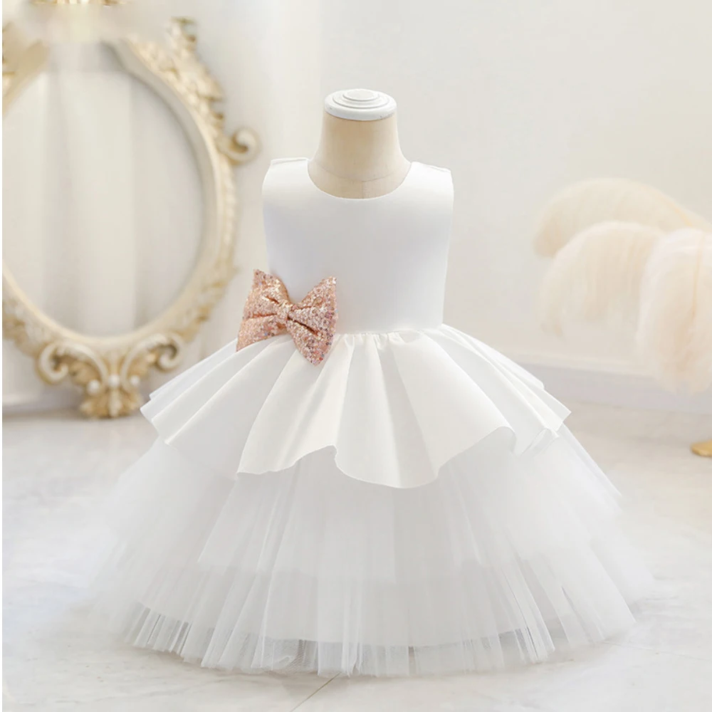 

MQATZ Latest Sequin Bow Baby Girl Dresses Popular Little Kids Birthday Party Wedding Dress kids Girl Party Dress Grown, White,yellow,purple,,roral blue,watermelon red,red,pink,sky blue,green