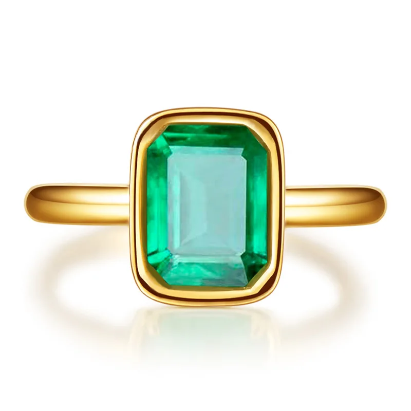 

18k gold plated custom green emerald signet ring wholesale cheap