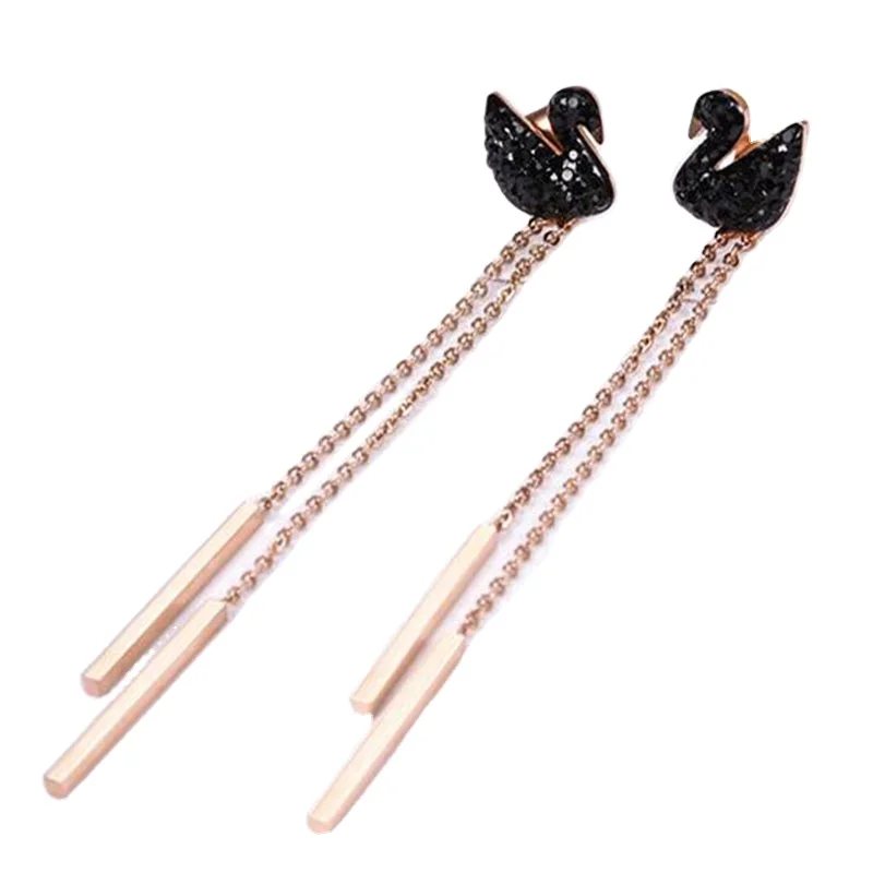 

Noble Style Popular Lady Rose Gold Small Animal Shape 316L Stainless Steel Tassels Drop Earrings