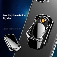 

Upgraded Ring Mobile Phone Holder USB Charging Lighter Creative Electronic USB Lighter