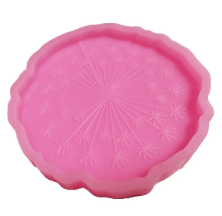 

Large size 4.72 inch Dandelion Round Tray Coaster Mold Cake Dessert Stand Silicone Resin Mold Geode Epoxy Craft Casting Mold
