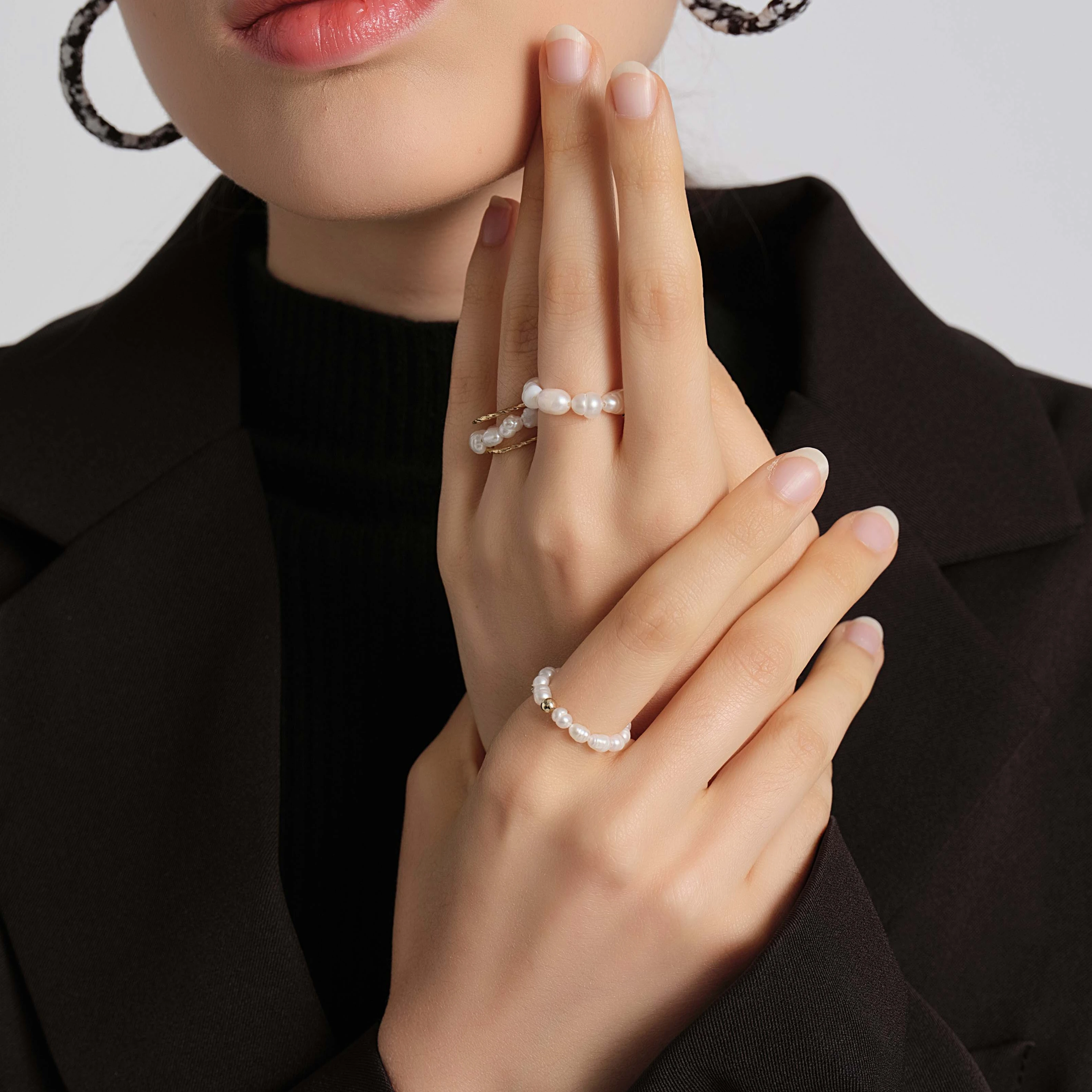 

Free Sample My Fair Lady Dainty Fresh Water Pearl Ring - 2022 Trendy Adjustable Rings Set Fashion Stackable Rings For Girls