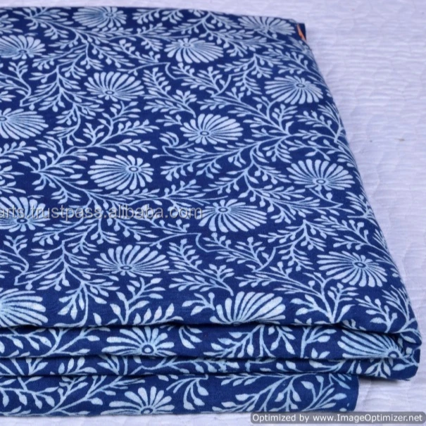Floral Sanganeri Print Fabric 100% Hand Block Printed Cotton Handmade