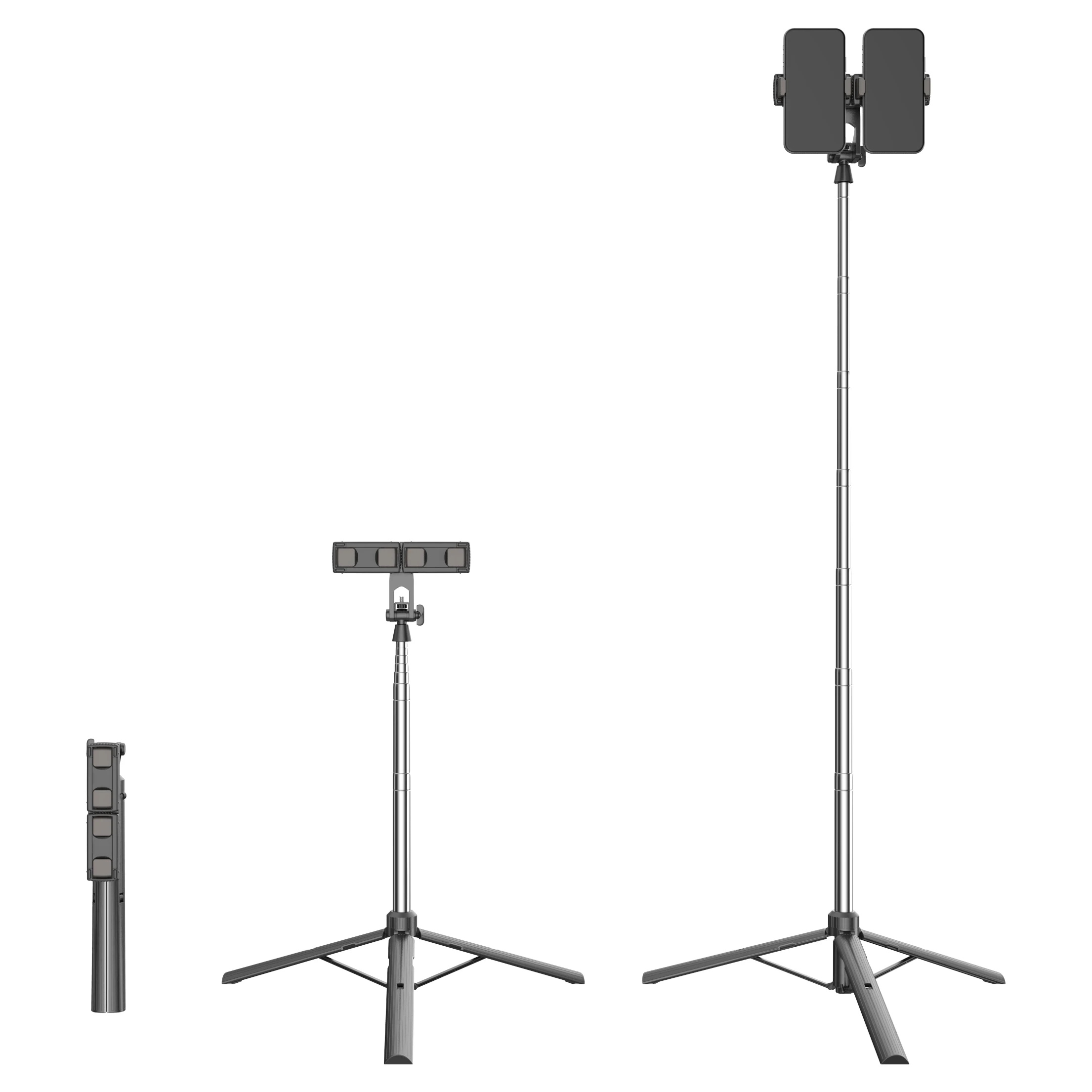 

63" Dual Camera phone smart flexible wireless blue tooth mini selfie stick tripod for desktop standing live broadcast