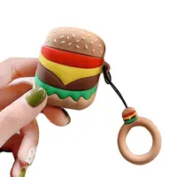 

Universal Cute Cartoon Dogs French fries Hamburger Popcorn Silicone Protective Case for AirPods 1/2 Cover with FingerRing Strap