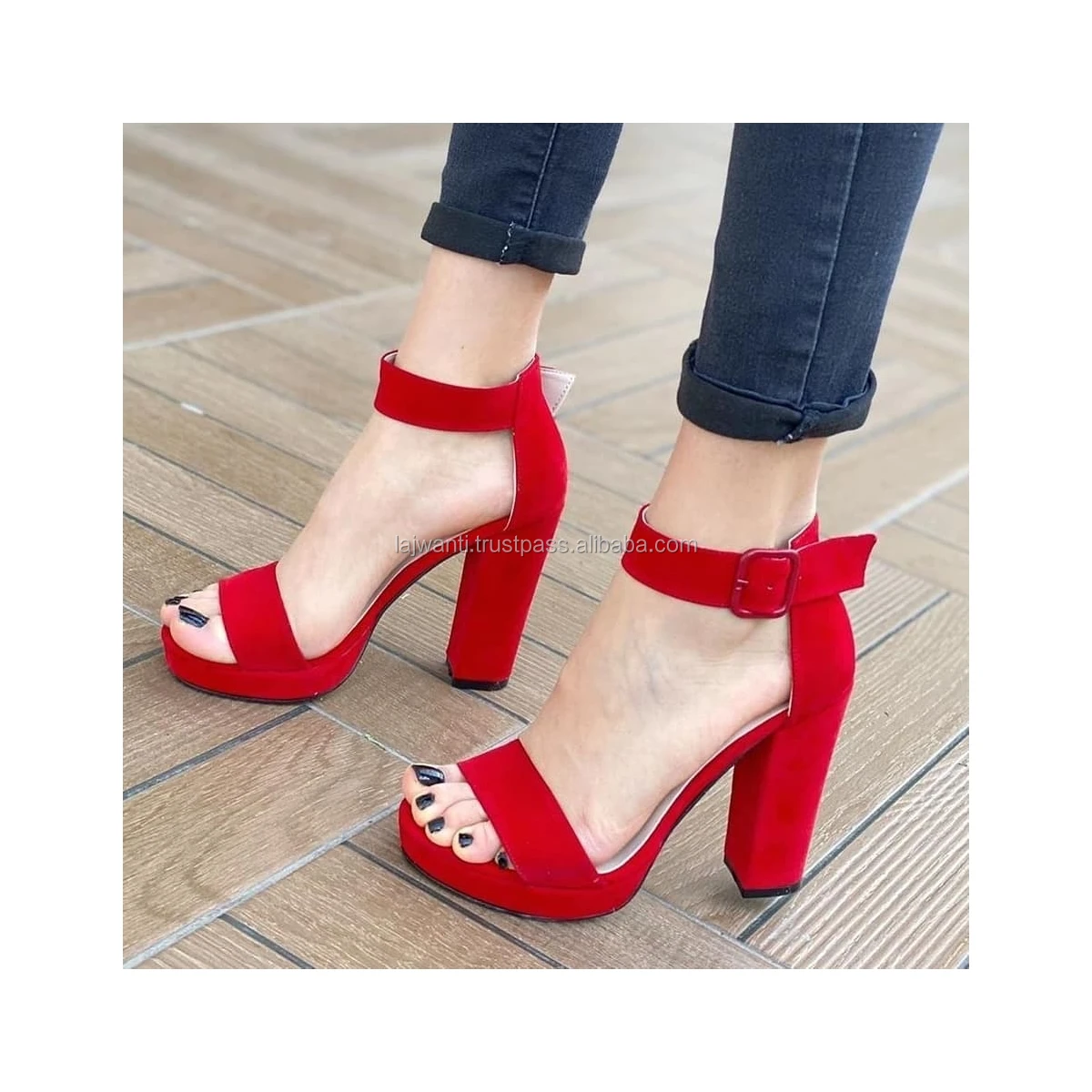 Party Color Design Women Latest Fancy High Block Heels Platform Ankle ...