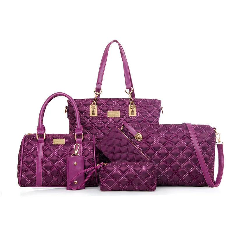 

LZYMSZ 6 Pcs Fashion Luxury PU Hand bags Set Women High Quality Purse Ladies Handbags 2020