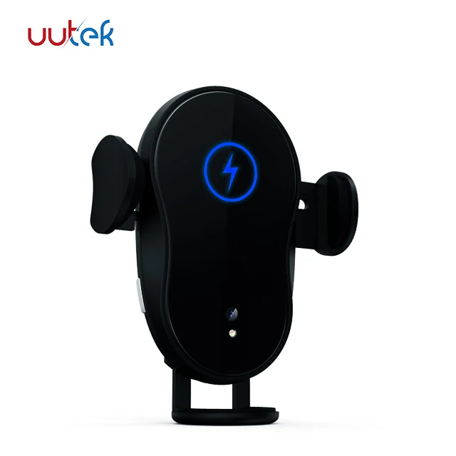 

2019 new automatic infrared sensor vent bracket mobile phone holder fast wireless car retractable car bracket UUTEK RSXS, Black