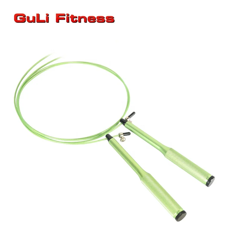 

Deluxe Adjustable Aluminum Speed Cable Rope With Universal Bearing Colorful Skipping Jump Rope With Anti Slip Handle, Black/blue/green/red or customized