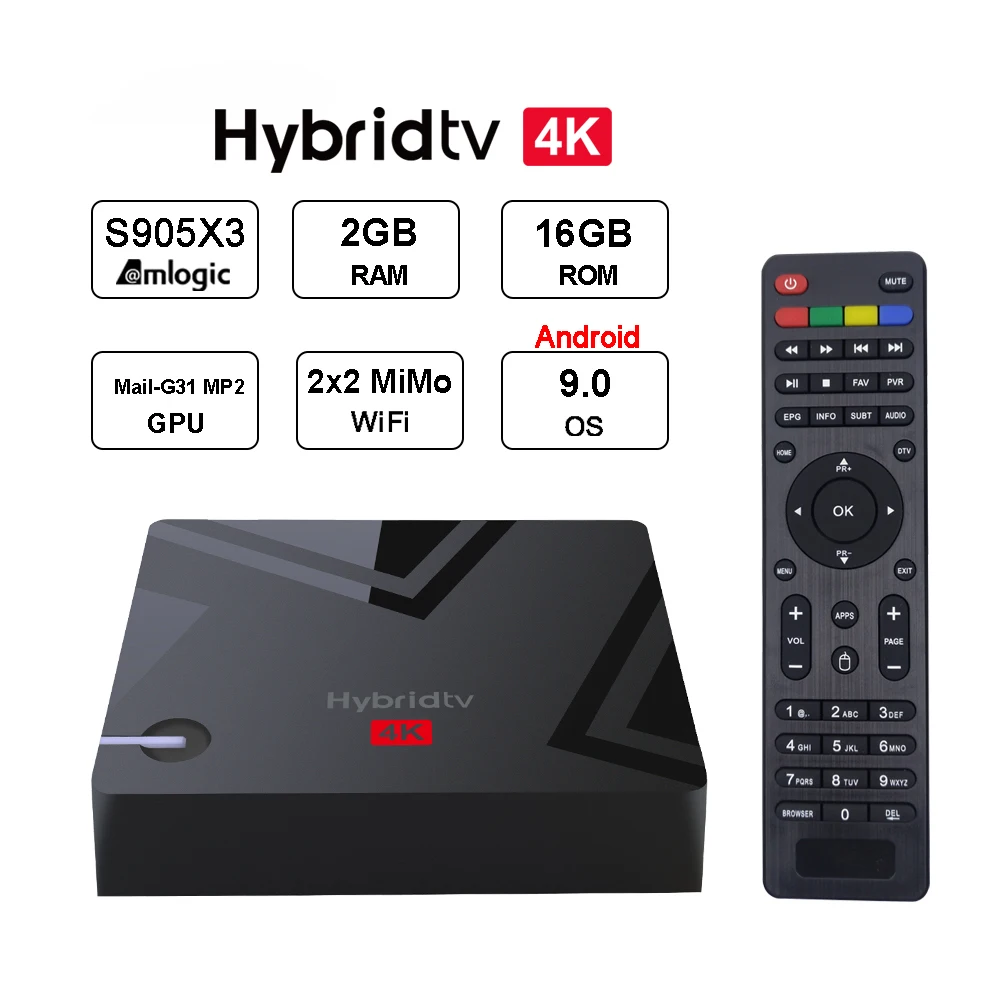 

MECOOL Wholesale Price K5 Combo TV Box Internet Android Satellite Receiver 2GB 16GB Android 9.0 Black 4K HD Quad Core Android9.0