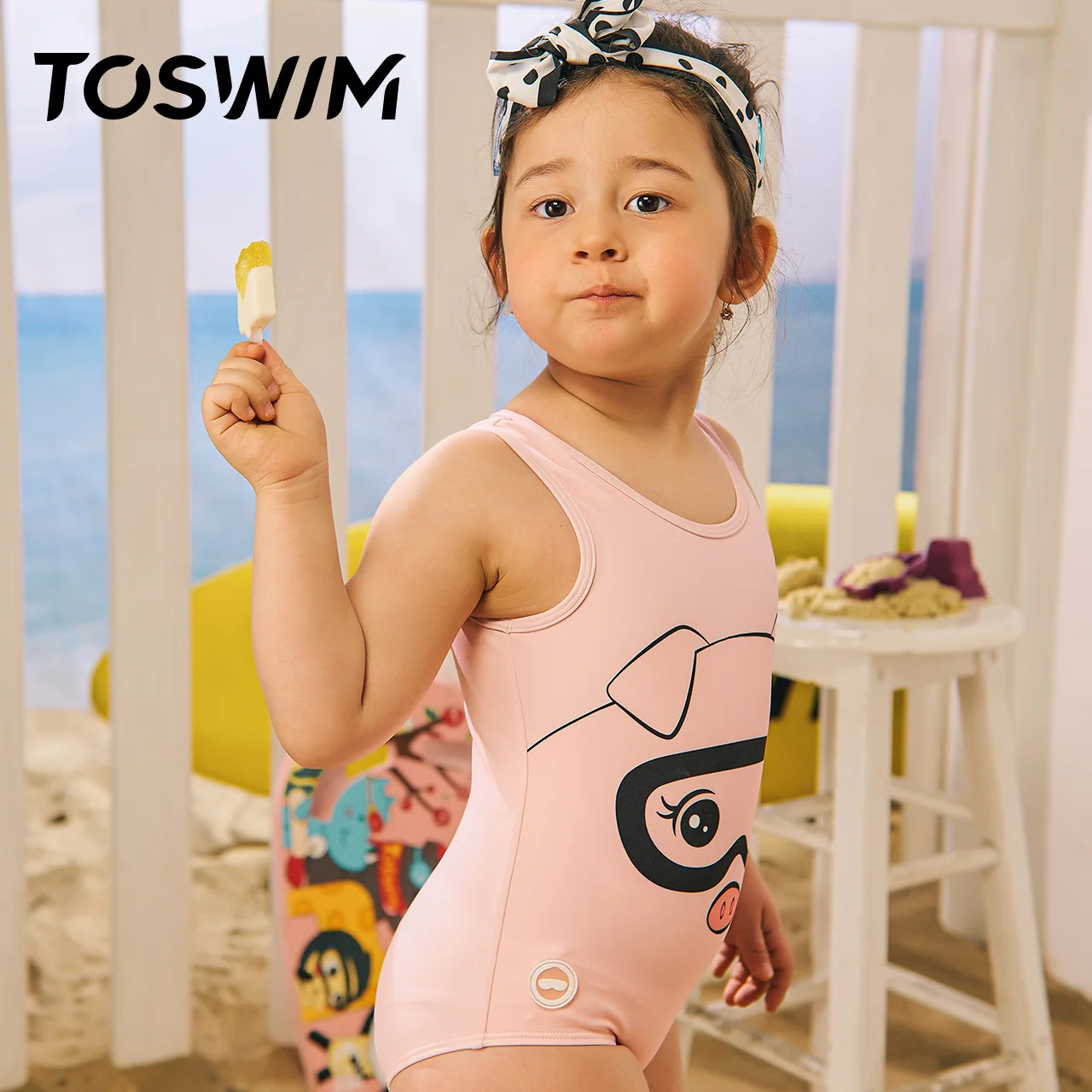 

2-8 Years Old Girls Swimwear Kids Baby Beach Sport One Piece Sleeveless Swimsuit Bathing Suit Beachwear Print Angel wings style, Pink