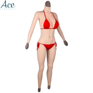 Drop ship D Cup Silicone Body Suit Cotton Breast Forms Zentai Round Neck Sleeves Buttocks Pad for Cosplay 2