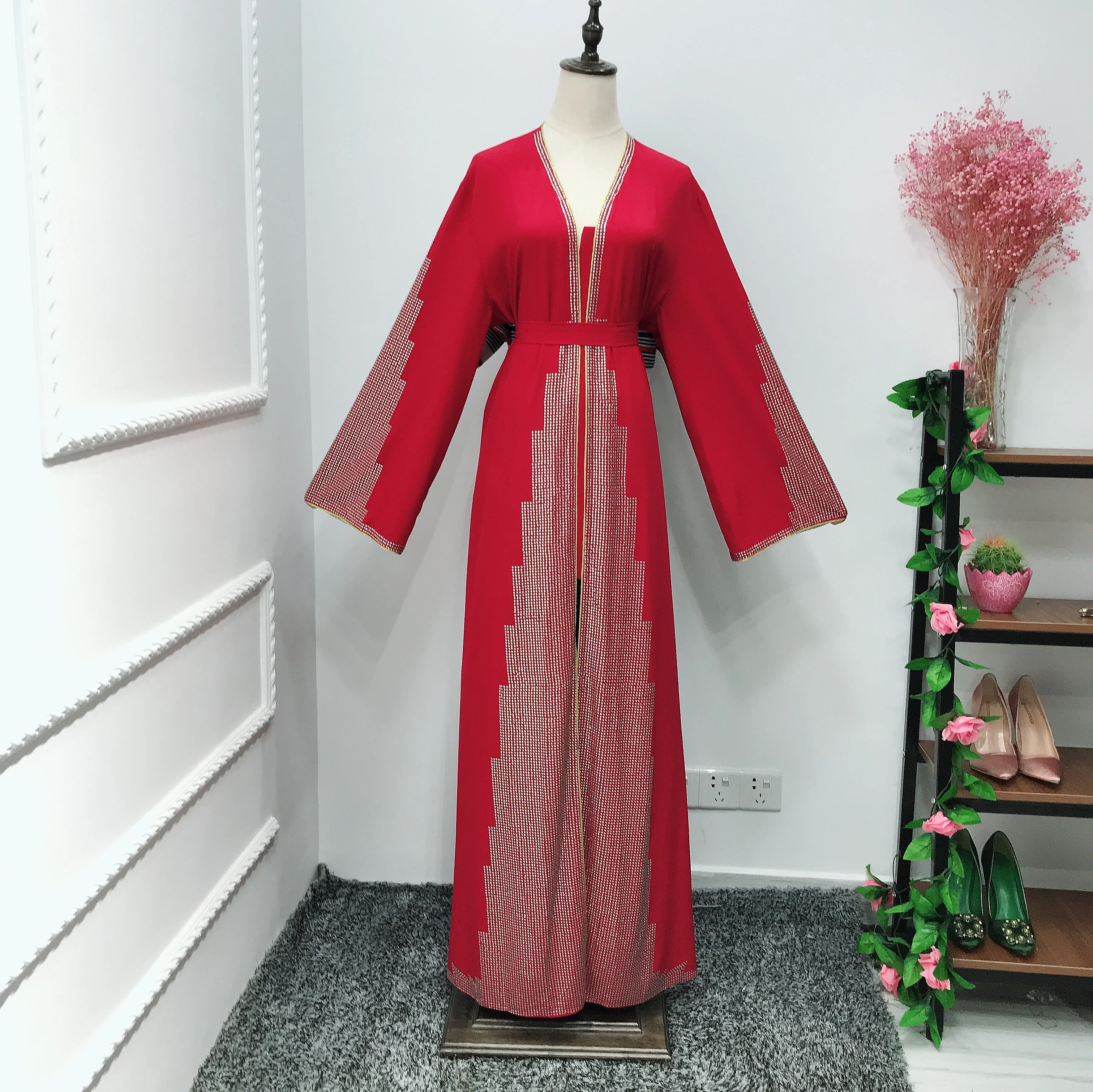 

Stoned plain abaya clothing for muslim women popular Dubai hijab abaya design