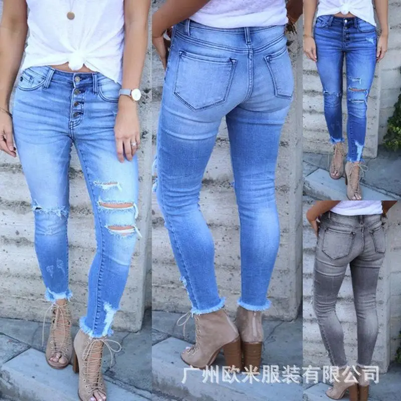

Factory Wholesale Womens Customized Jeans Pantalones Skinny Ladies Denim Trousers Custom Logo Women's Jeans