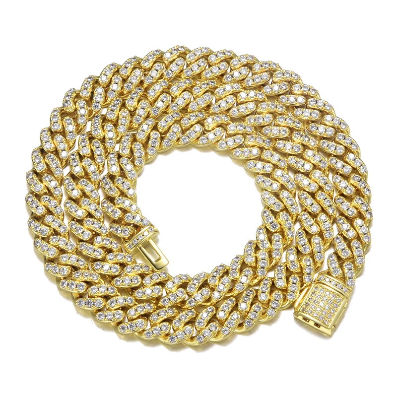 

Hiphop Cuban Link Chain Necklace Jewelry Chunky Heavy Metals Crystal Neklace Copper Plated Choker Exaggeration Punk Necklace, As photo