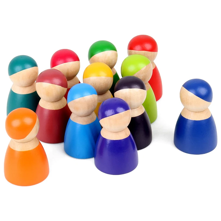 

Hape New Design Rainbow action figure people Set Montessori Educational Wooden Toys for Kids 3Y+