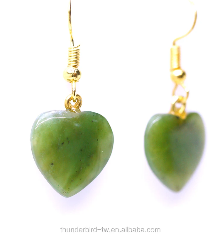 Top Sale Alloy Jewelry Heart Natural Genuine Green Jade Nephrite ...