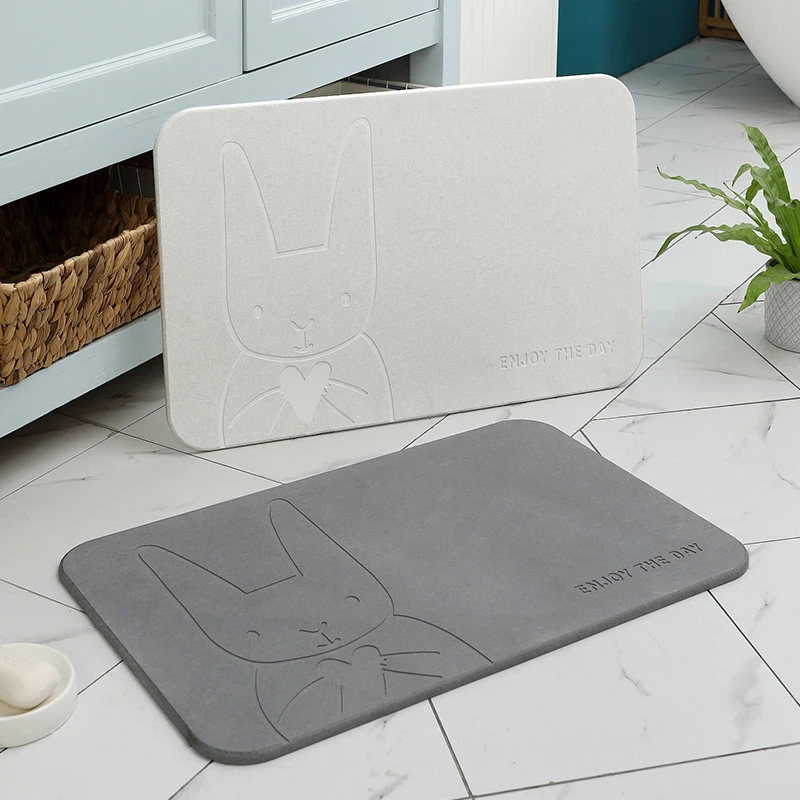 

Water absorbent anti-mildew anti-skid diatomite bath mat for hotel bathroom, Light gray,dark gray or customized