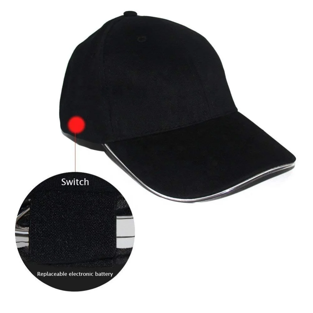 

USB Recharge LED Light Hat In Dark Party Club Props Hip Hop Visor Hat