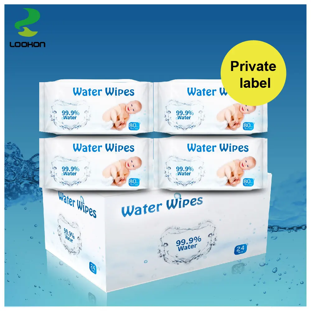 

Lookon12 pack cotton wipes 99% water biodegradable pure water wipe lid water based wipes unscented