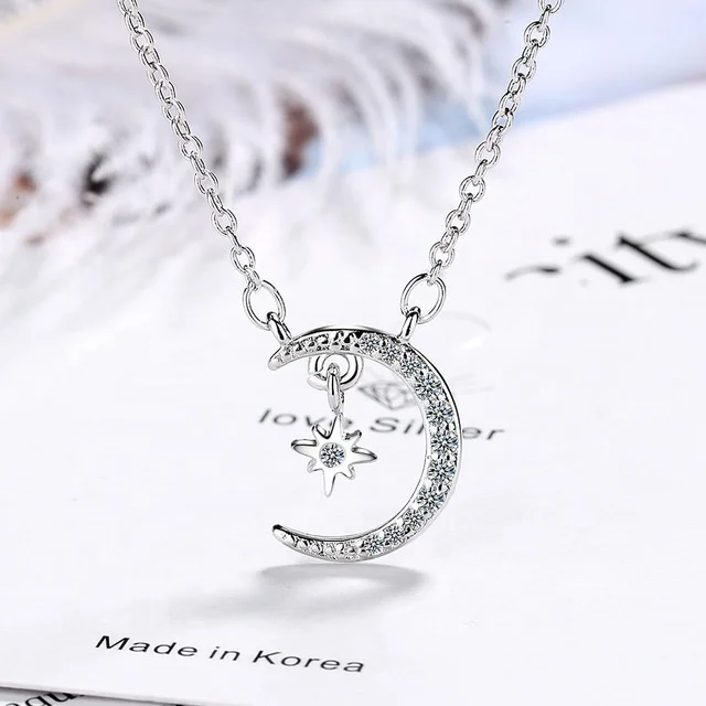 

Fashion Star Moon Necklace Female European And American Simple Temperament Moon Star Zircon Necklace