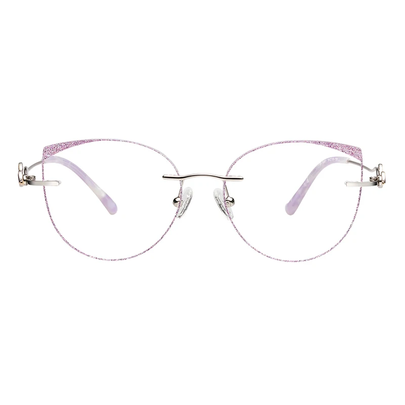 

Fashion Women Rimless Bling-Bling Eyeglasses Cat Eye Optical Female Frames Eyewear