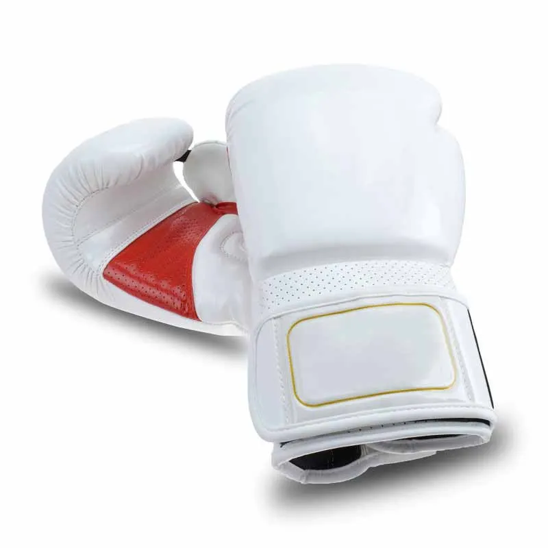 批发白色专业高品质真皮和人造皮革战斗和训练拳击手套 fsw-01-54