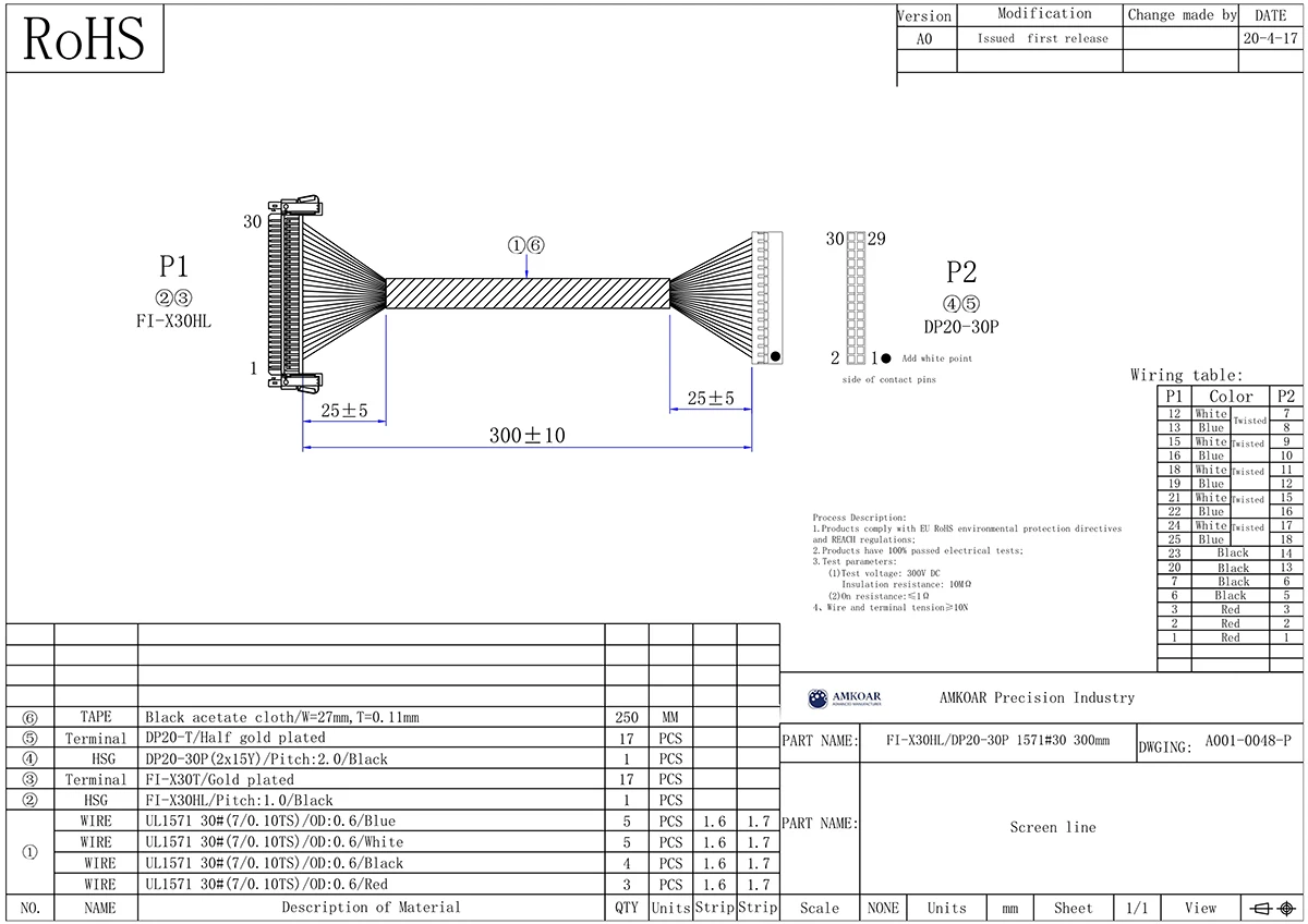 Dual Channel LVDS Cable 30 Pin for Screen - ANKUX.COM