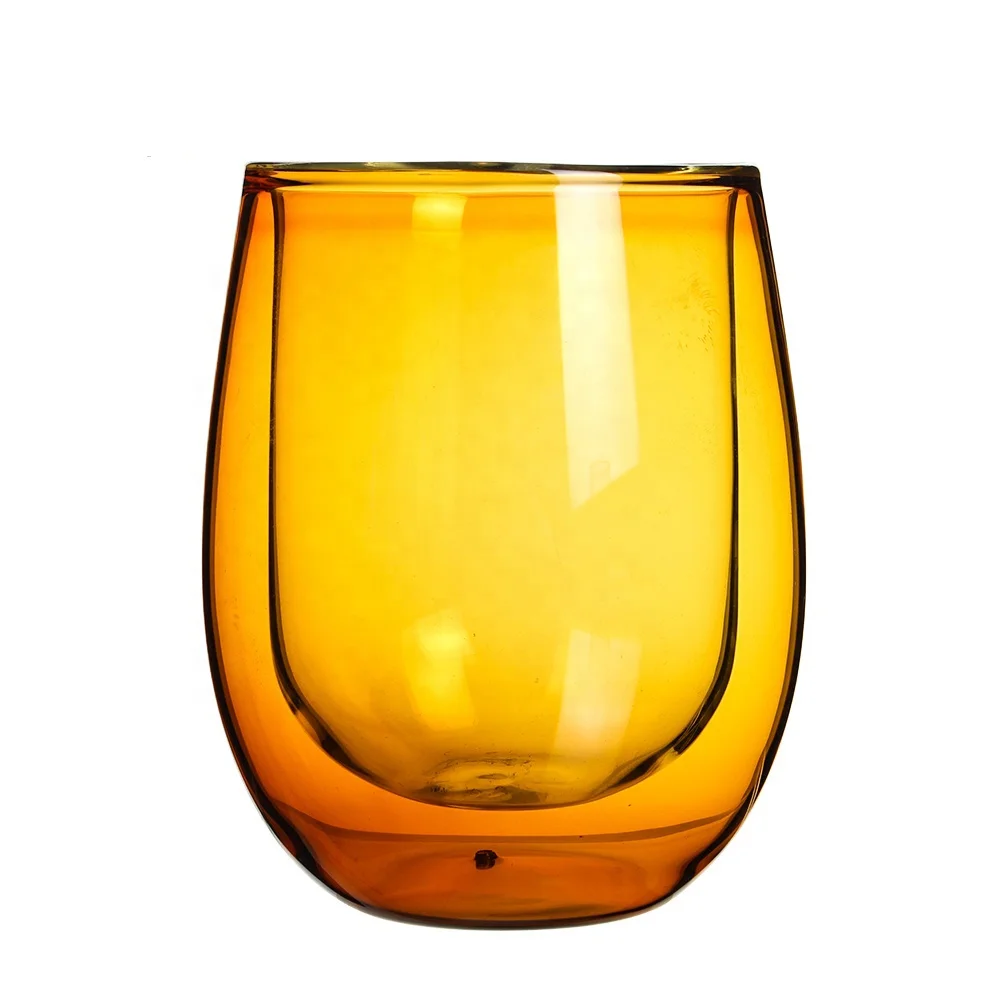 الجملة لون واضح زجاج مزدوج الجدار فنجان قهوة زجاجي