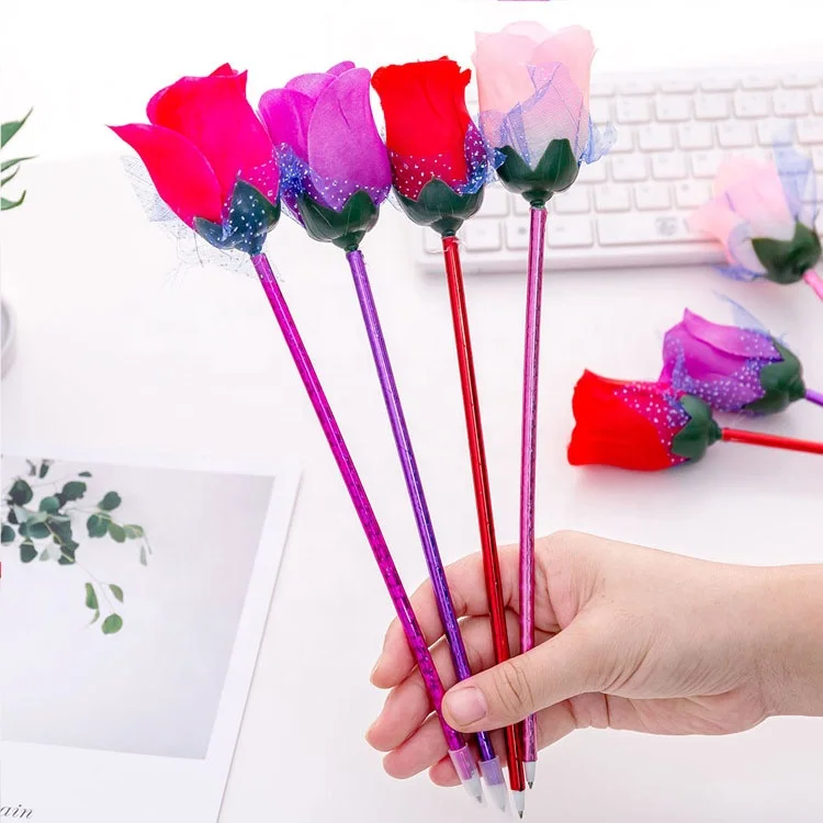 

2024 New fashion creative valentine's day gifts plastic rose flower pen