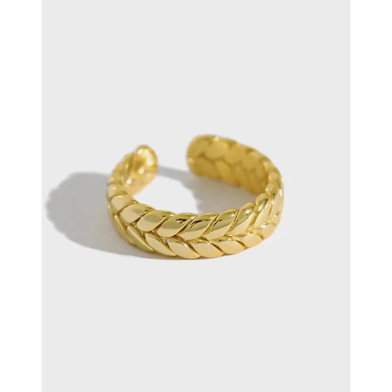 

H-R819 Korean Style Pure Silver Ins Niche Designer'S Mahua Opening Female Personalized Silver Ring