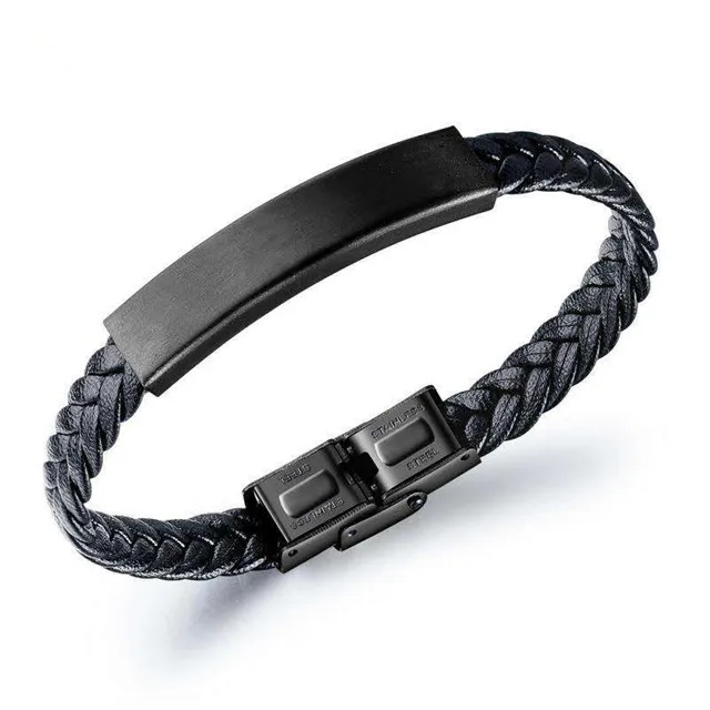 

Cheap wholesale fashion Italian style handmade black leather bracelet for men