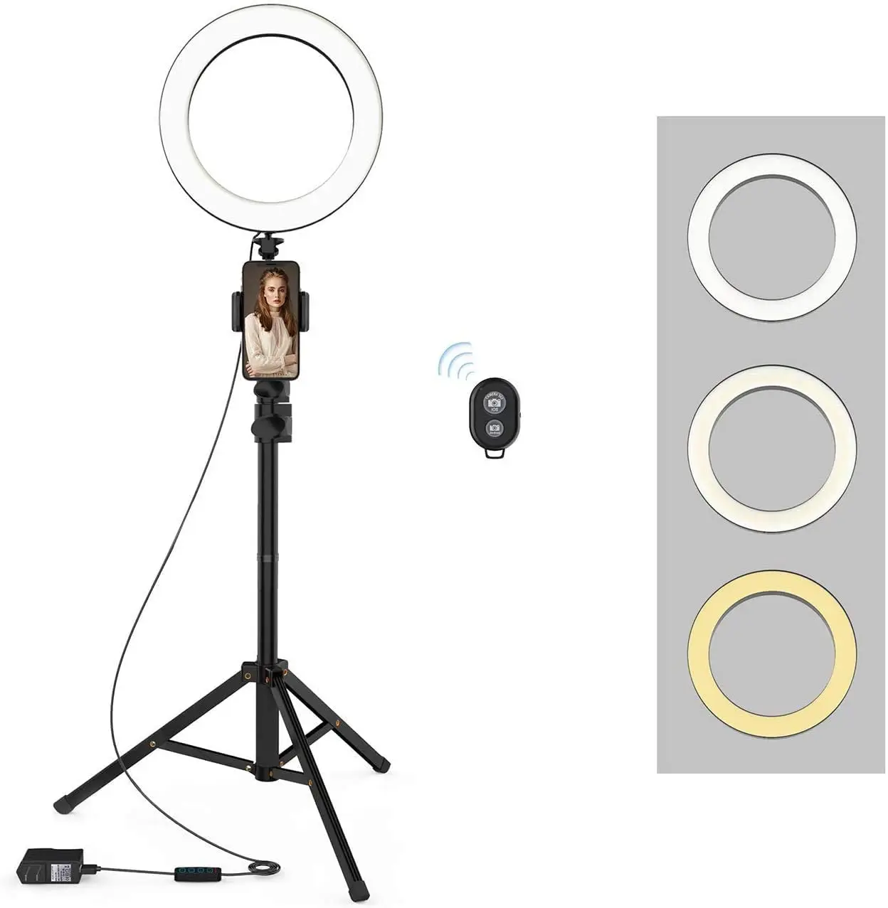 

Selfie Ring Tripod Stand Phone Holder LED Circle Lights Halo Lighting Make Up Live Steaming Photo Vlogging Video Light