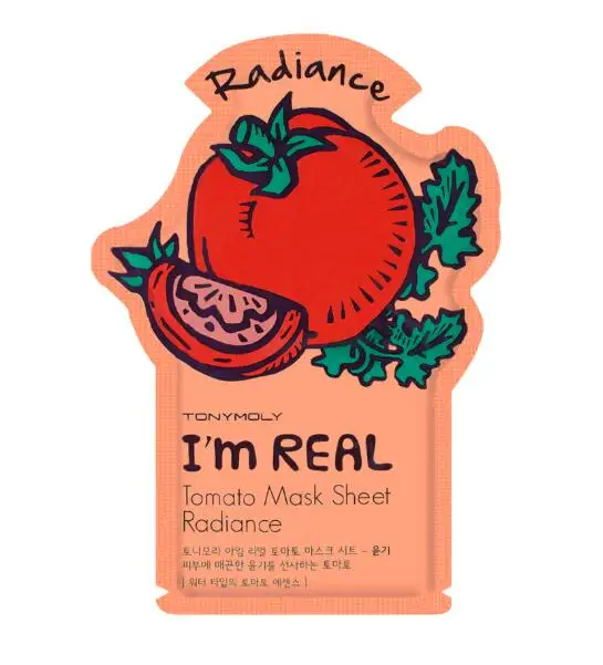 

Korean Natural Cosmetic Tony Moly I'm Real Fruit Tomato Vitamin E Radiance Facial Mask Sheet for Face Skin Care
