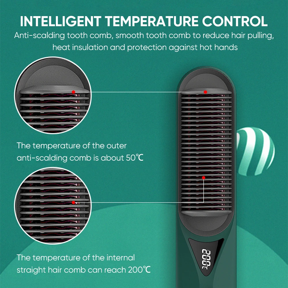 2020 New Hot Air Brush Flat Iron Private Label Hot Comb Electric Hair