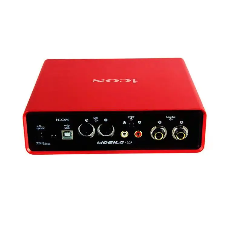 

24-bit/192khz Sound card USB audio interface 2-in/4-out recording for music studio, Red