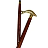 Brass Golden Fish Handle 2 Fold Brown Wooden Walking Stick 36" Cane Gift